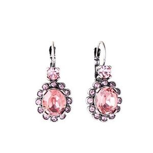 Pink Chrystal Circular Drop Earrings